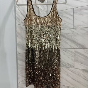 Express Gold and Brown Sequin Dress